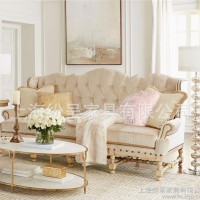 米白黄色欧式沙发 高品质欧式布艺沙发 奢华布艺沙发欧式新款定